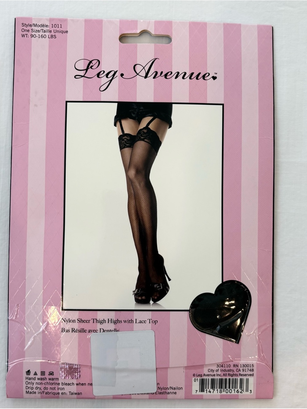 NEW Leg Avenue Black Sheer Lace Top Thigh High Stockings